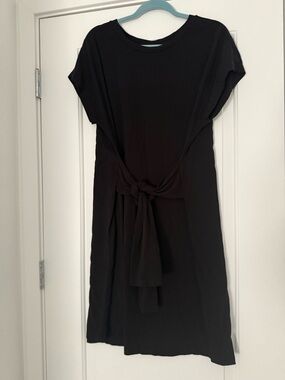Universal Standard Black Misa Dress with Waist Tie Detail